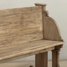 19th Century Gothic Revival Stripped Oak & Fruitwood Deacon’s Bench
