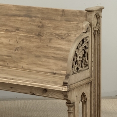 19th Century Gothic Revival Stripped Oak & Fruitwood Deacon’s Bench