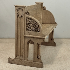 19th Century Gothic Revival Stripped Oak & Fruitwood Deacon’s Bench