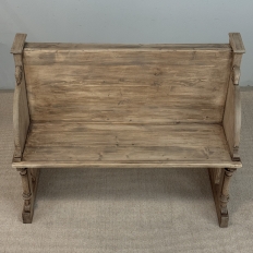 19th Century Gothic Revival Stripped Oak & Fruitwood Deacon’s Bench