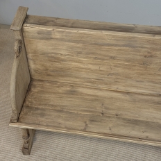19th Century Gothic Revival Stripped Oak & Fruitwood Deacon’s Bench