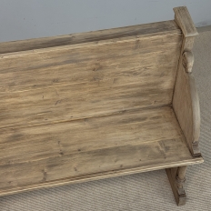 19th Century Gothic Revival Stripped Oak & Fruitwood Deacon’s Bench