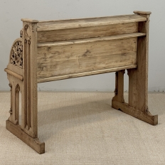 19th Century Gothic Revival Stripped Oak & Fruitwood Deacon’s Bench