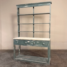 19th Century English Painted Pine Dresser with Plate Rack
