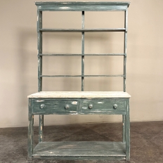 19th Century English Painted Pine Dresser with Plate Rack