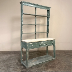 19th Century English Painted Pine Dresser with Plate Rack