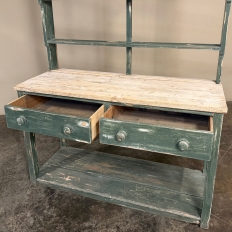 19th Century English Painted Pine Dresser with Plate Rack