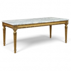 French Louis XVI Giltwood Coffee Table with Carrara Marble
