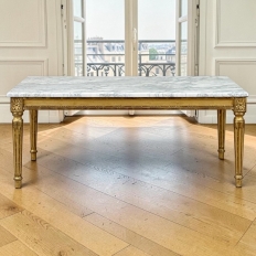 French Louis XVI Giltwood Coffee Table with Carrara Marble