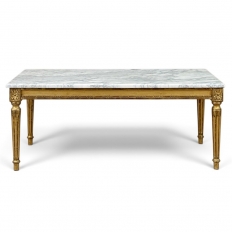 French Louis XVI Giltwood Coffee Table with Carrara Marble