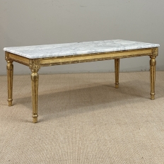French Louis XVI Giltwood Coffee Table with Carrara Marble