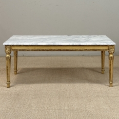 French Louis XVI Giltwood Coffee Table with Carrara Marble