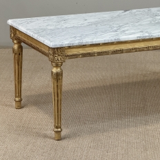 French Louis XVI Giltwood Coffee Table with Carrara Marble
