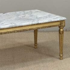 French Louis XVI Giltwood Coffee Table with Carrara Marble