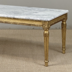 French Louis XVI Giltwood Coffee Table with Carrara Marble