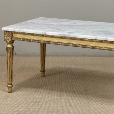 French Louis XVI Giltwood Coffee Table with Carrara Marble