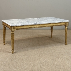 French Louis XVI Giltwood Coffee Table with Carrara Marble