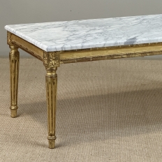 French Louis XVI Giltwood Coffee Table with Carrara Marble