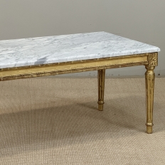 French Louis XVI Giltwood Coffee Table with Carrara Marble