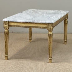 French Louis XVI Giltwood Coffee Table with Carrara Marble