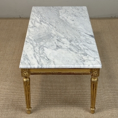 French Louis XVI Giltwood Coffee Table with Carrara Marble