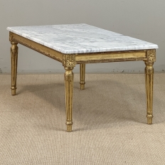 French Louis XVI Giltwood Coffee Table with Carrara Marble