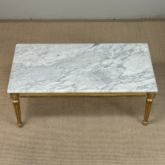 French Louis XVI Giltwood Coffee Table with Carrara Marble
