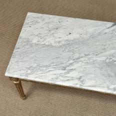 French Louis XVI Giltwood Coffee Table with Carrara Marble