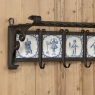 19th Century Dutch Wrought Iron Coat Rack with Delft Tiles