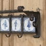 19th Century Dutch Wrought Iron Coat Rack with Delft Tiles