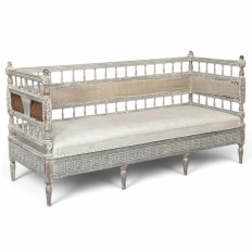 18th Century Swedish Gustavian Neoclassical Scraped Painted Bench