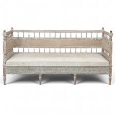 18th Century Swedish Gustavian Neoclassical Scraped Painted Bench