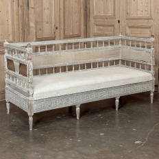 18th Century Swedish Gustavian Neoclassical Scraped Painted Bench
