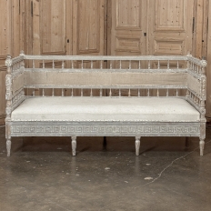 18th Century Swedish Gustavian Neoclassical Scraped Painted Bench