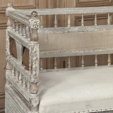 18th Century Swedish Gustavian Neoclassical Scraped Painted Bench