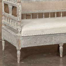 18th Century Swedish Gustavian Neoclassical Scraped Painted Bench