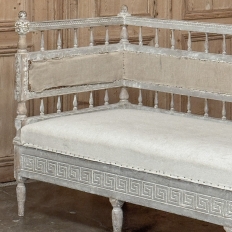 18th Century Swedish Gustavian Neoclassical Scraped Painted Bench