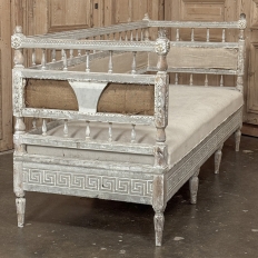 18th Century Swedish Gustavian Neoclassical Scraped Painted Bench