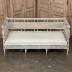 18th Century Swedish Gustavian Neoclassical Scraped Painted Bench