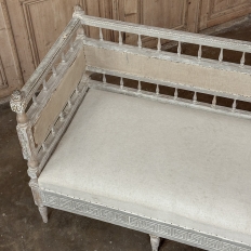 18th Century Swedish Gustavian Neoclassical Scraped Painted Bench