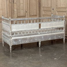 18th Century Swedish Gustavian Neoclassical Scraped Painted Bench