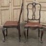 Set of Eight Antique Oak Chippendale Dining Chairs with Leather