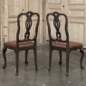 Set of Eight Antique Oak Chippendale Dining Chairs with Leather