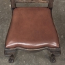 Set of Eight Antique Oak Chippendale Dining Chairs with Leather
