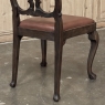 Set of Eight Antique Oak Chippendale Dining Chairs with Leather
