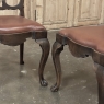 Set of Eight Antique Oak Chippendale Dining Chairs with Leather