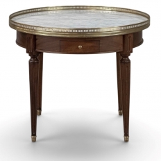 Antique French Louis XVI Mahogany Marble Top Bouillotte Table