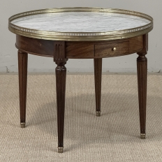 Antique French Louis XVI Mahogany Marble Top Bouillotte Table