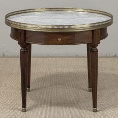 Antique French Louis XVI Mahogany Marble Top Bouillotte Table
