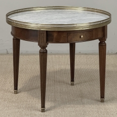 Antique French Louis XVI Mahogany Marble Top Bouillotte Table
